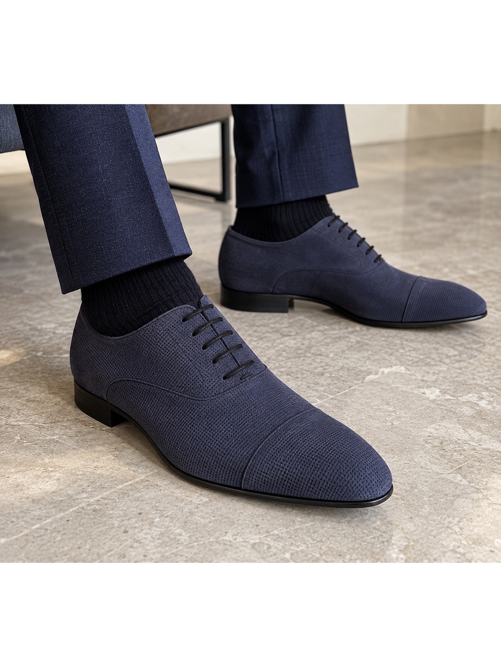 Emporio Armani Men’s Navy Suede Oxford Dress Shoes Size 7 Made in Italy New